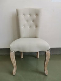 DKD Home Decor Silla Lino Rubberwood Beige
