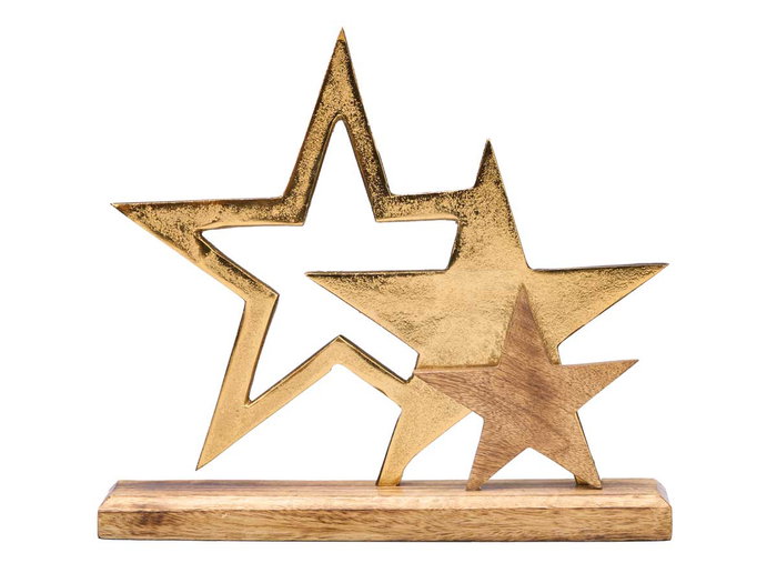 Giftdecor Soporte Decoracion Triple Estrella Dorado 31x28x6 cm (Set de 6)