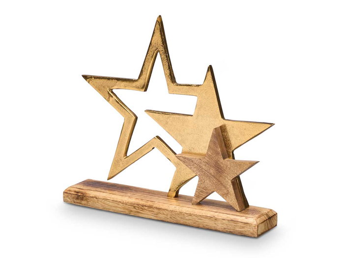 Giftdecor Soporte Decoracion Triple Estrella Dorado 31x28x6 cm (Set de 6)