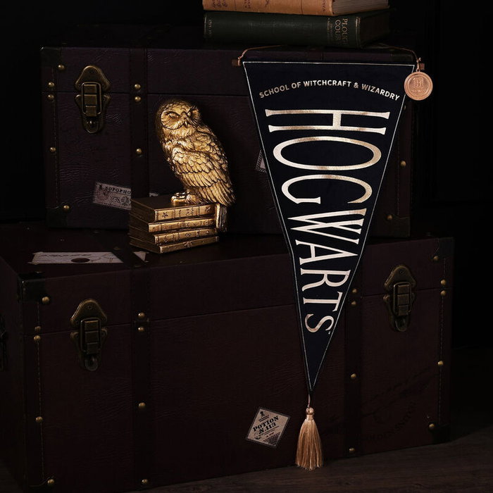 WIDDOP & CO Bandera Colgante de Pared Hogwarts Harry Potter Bordada en Dorado con Escudo