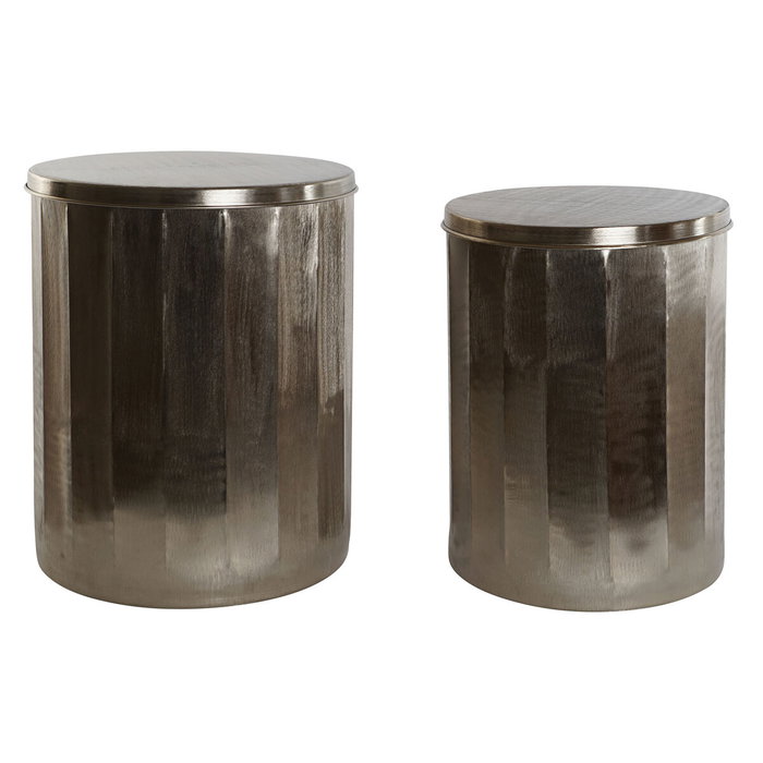 DKD Home Decor Set de 2 Mesitas Auxiliares de Metal con Tapa Dorada