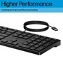 HP 320K 9SR37AA Teclado USB Negro Resistente a Salpicaduras ergonómico