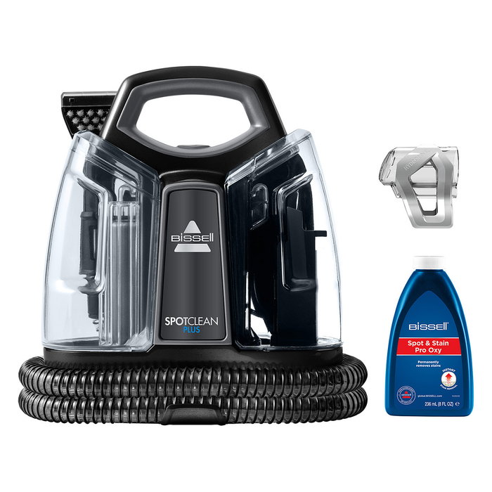 Bissell Spot Clean Plus 3724n - Aspirador Quitamanchas Húmedo para Alfombras y Tapicería, Negro y Transparente