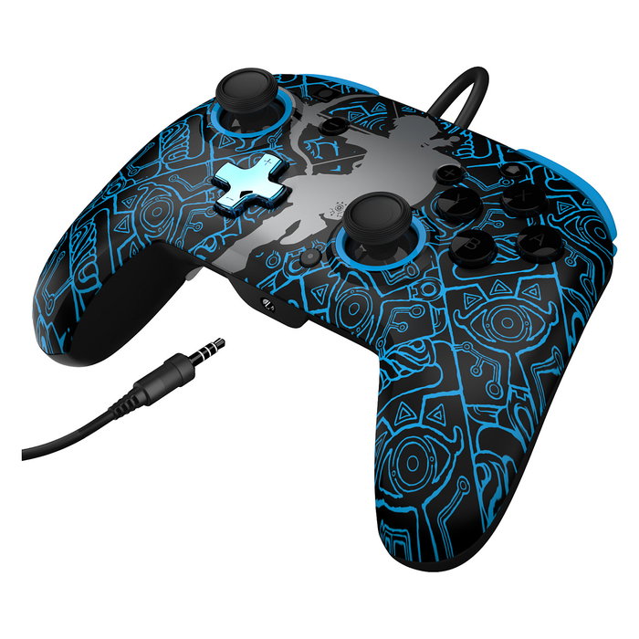 PDP Rematch Glow Sheikah Shoot - Mando controlador alámbrico Gamepad para Nintendo Switch, Nintendo Switch Lite y OLED, USB, Negro/Azul