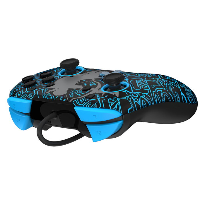 PDP Rematch Glow Sheikah Shoot - Mando controlador alámbrico Gamepad para Nintendo Switch, Nintendo Switch Lite y OLED, USB, Negro/Azul
