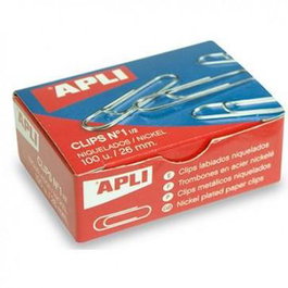 Apli Clips Plateados Nº 1½ - 26 mm Caja 100 Ud - Pack 10 Cajas