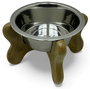 DKD Home Decor Comedero para Mascotas de Acero y Mango Hueso Marrón