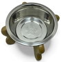 DKD Home Decor Comedero para Mascotas de Acero y Mango Hueso Marrón