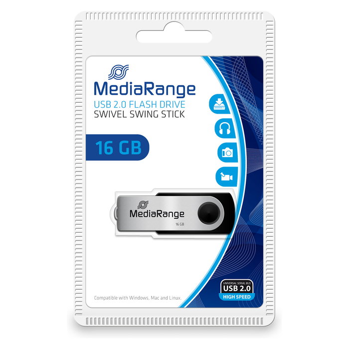 MEDIARANGE STICK 16GB USB Type-A / Micro-USB MR910 Schwarz - Silber Negro, Plata MEDIARANGE STICK 16GB USB Type-A / Micro-USB MR910 Schwarz - Silber Negro, Plata