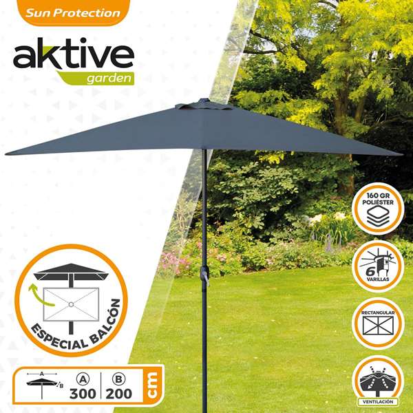 Color Baby Parasol Terraza 300 cm con Chimenea y Mástil de Aluminio 4,8 cm Color Antracita