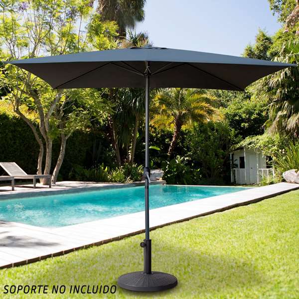 Color Baby Parasol Terraza 300 cm con Chimenea y Mástil de Aluminio 4,8 cm Color Antracita