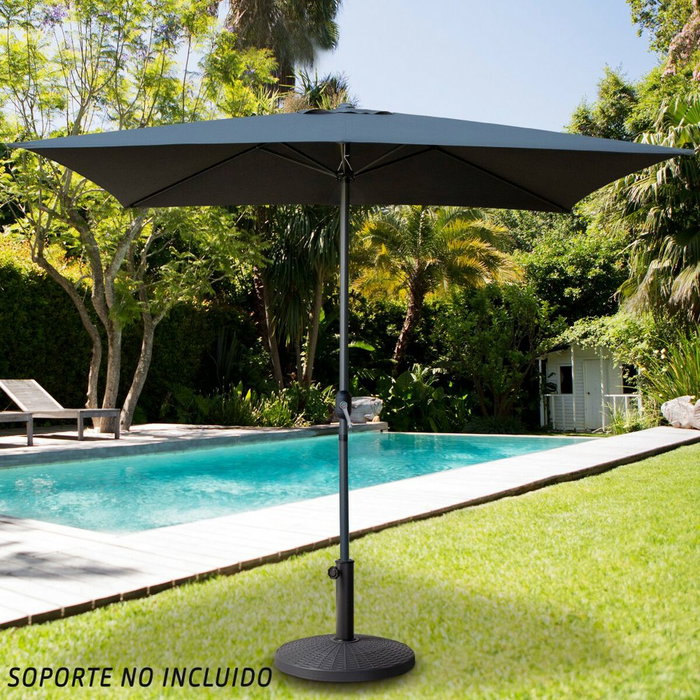 Color Baby Parasol Terraza 300 cm con chimenea y mástil de aluminio 4,8 cm color antracita