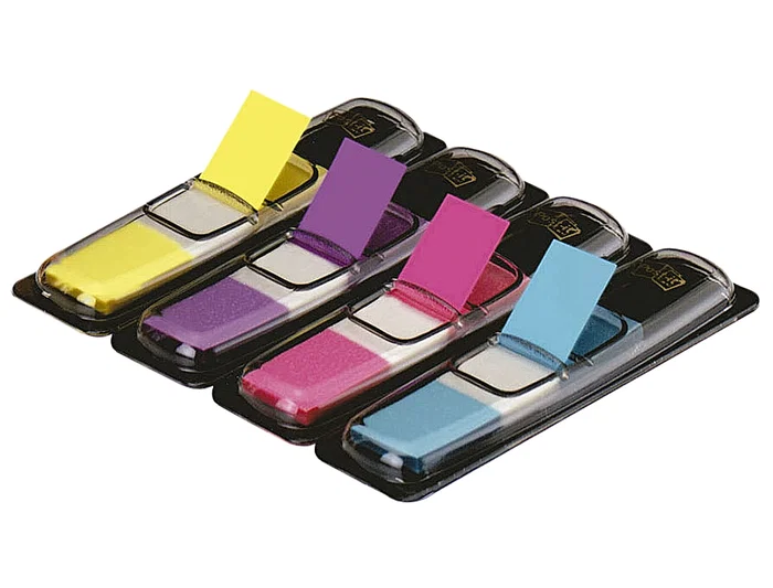 Post-it Banderitas separadoras 683-4ab, 4 colores brillantes, 140 banderitas (35 por color), 43,1 x 12 mm