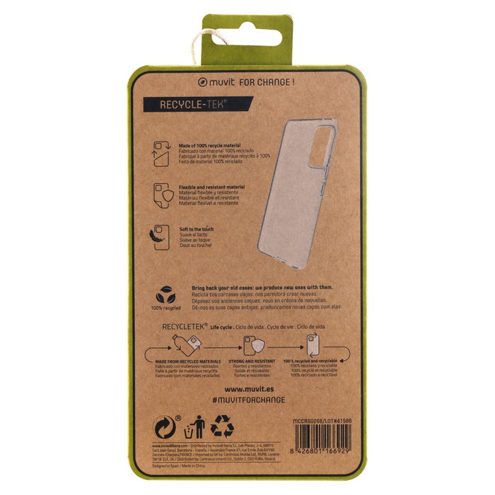 Muvit Recycletek Funda Ecológica para Móvil Samsung Galaxy A53, Funda Sostenible 100% Reciclada