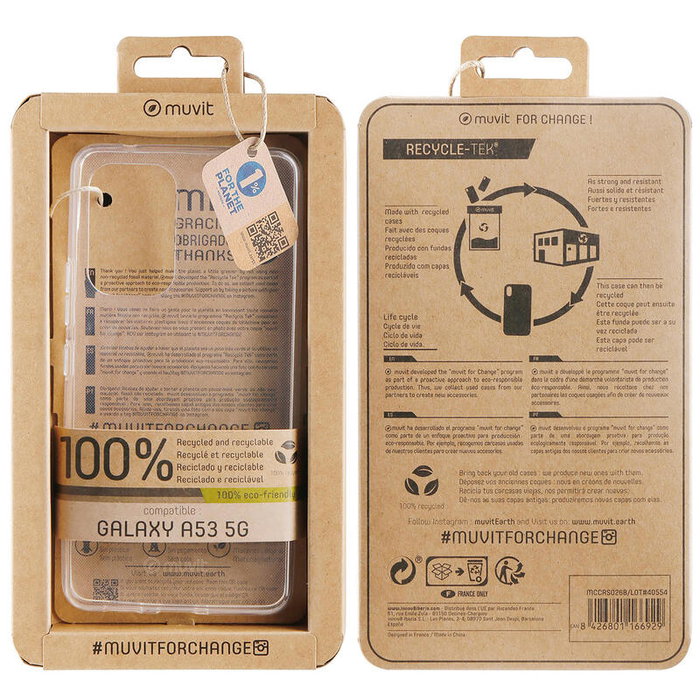 Muvit Recycletek Funda Compatible con Samsung Galaxy A53 5G, Transparente