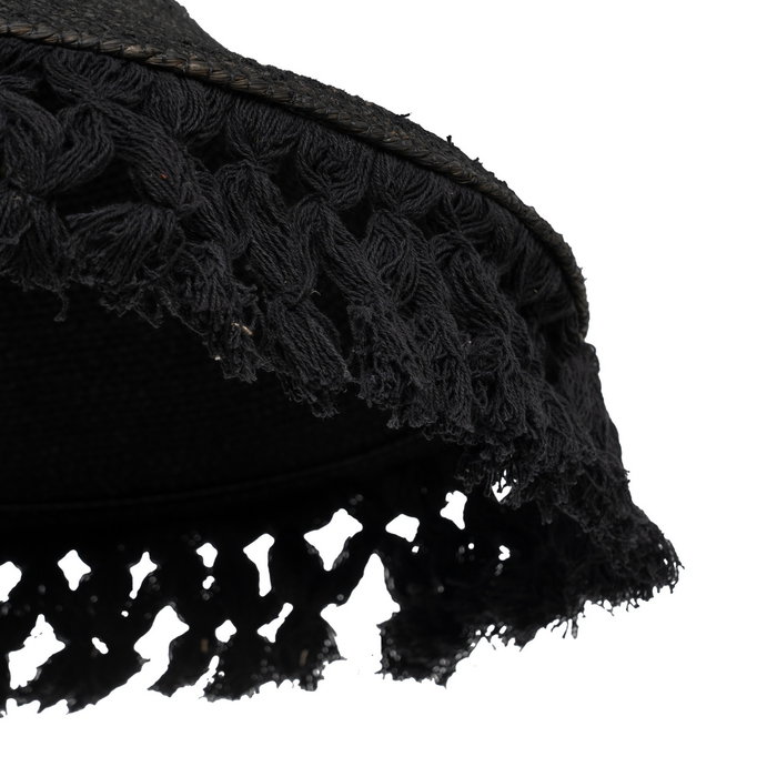 Lampara Techo Negro Fibra Natural 60 X 60 X 23 cm