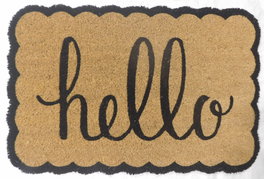 DKD Home Decor Felpudo de Fibra de Coco Hello & Welcome 60x40x1,5 cm