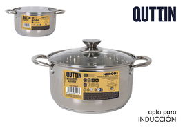 Inde Cacerola 24 cm (6 Litros) de Acero Inoxidable con Tapa, Línea New Neron (4 Unidades)