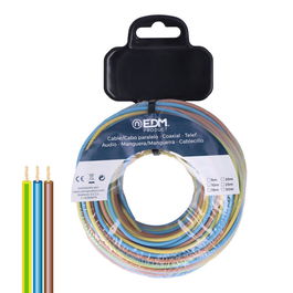 Edm Cable H07Z1-K Trenzado 3x2,50 mm², 30m (10m Azul, 10m Marrón, 10m Tierra) Libre Halógenos 450/750V