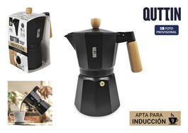 Inde Cafetera de Aluminio para 9 servicios con inducción y mango de madera Quttin 450ml (6 Unidades)