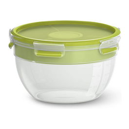 Emsa N1060700 Salatbox Redonda con Compartimento y Caja para Aderezo, 2.6 L, Transparente y Verde