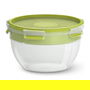 Emsa N1060700 Salatbox Redonda con Compartimento y Caja para Aderezo, 2.6 L, Transparente y Verde