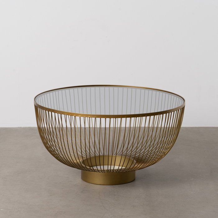 Mesa Centro Oro Metal-Cristal 75 X 75 X 39,50 cm