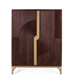 GINER Y COLOMER Mueble Bar 119 cm Alto en Madera de Mango y Metal, Color Cereza, 120x91x46 cm