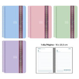 Agenda Anual (2026) Senfort Pastel Espiral Tapa Pp Con Goma Decorada 160X235 D/P Surtido De 4
