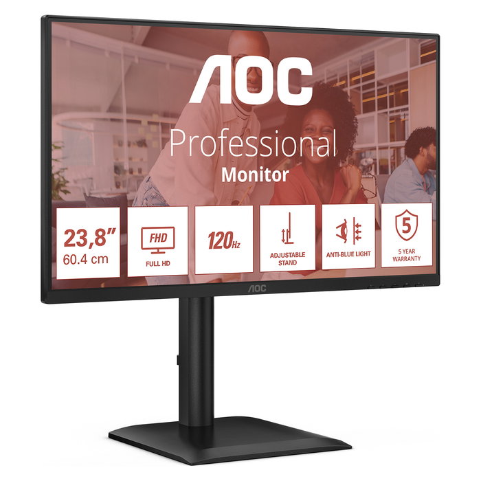 AOC Monitor 23.8" 24E4CV QHD 1920x1080 IPS 165Hz 1ms HDMI DP USB-C 90W