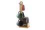 DKD Home Decor Lianfeng 21 Set de 6 Vasos de Café, Gres y Rubberwood, Verde y Rosa, 17 x 35 x 16 cm