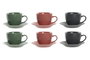 DKD Home Decor Lianfeng 21 Set de 6 Vasos de Café, Gres y Rubberwood, Verde y Rosa, 17 x 35 x 16 cm