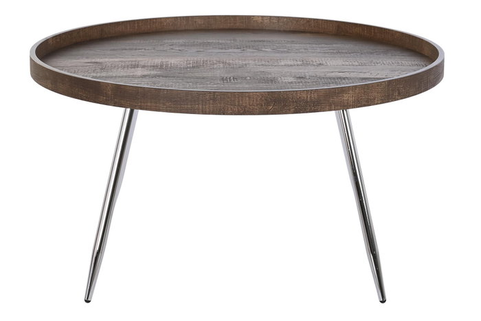 DKD Home Decor Mesa de Centro de Acero y MDF Marrón y Plateado