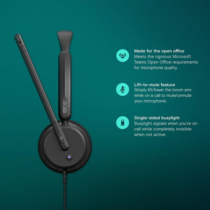 EPOS Auriculares IMPACT 460T Diadema Alámbrico Supraaural con Micrófono Boom para Llamadas/Música, USB-C, Negro