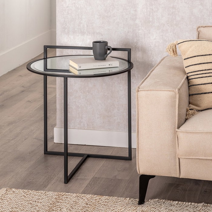 Mesita Negro Metal-Espejo Salón 59 X 59 X 67,50 cm