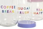 DKD Home Decor Set de 3 Botes de Cristal y PP Impreso