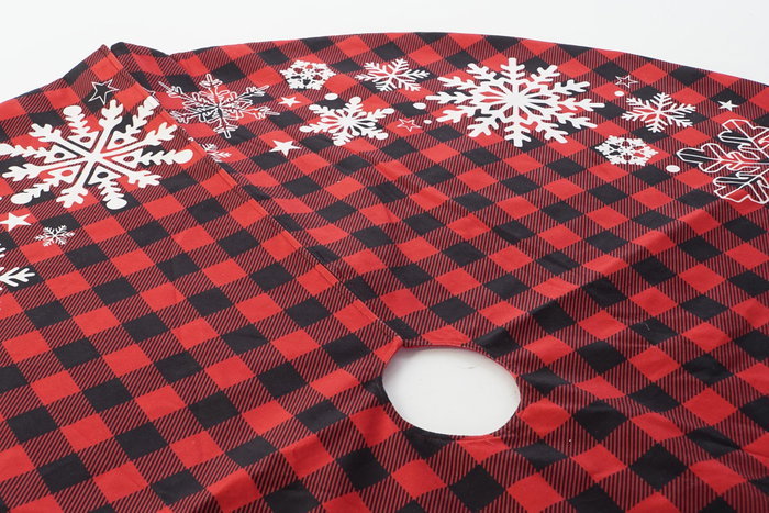 DKD Home Decor Base Árbol Navidad Alpina Roja Blanca y Negra de Poliéster 121 x 1 x 121 cm (2 Unidades)