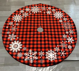 DKD Home Decor Falda para Árbol Tartan Rojo 121x121 cm