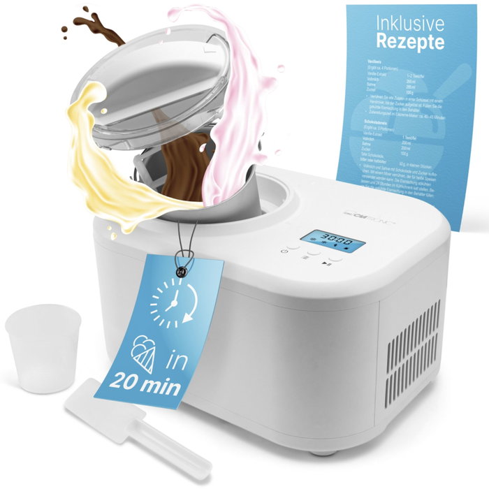 Clatronic ICM 3799 Máquina de Helados y Yogur 1L Blanco