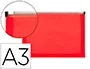 Liderpapel Carpeta Dossier A3 Cierre Cremallera Rojo Translucido 180 micras