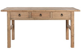 DKD Home Decor Antik China Escritorio de Madera de Olmo con 3 Cajones, 169 x 75 x 85 cm, Acabado Natural