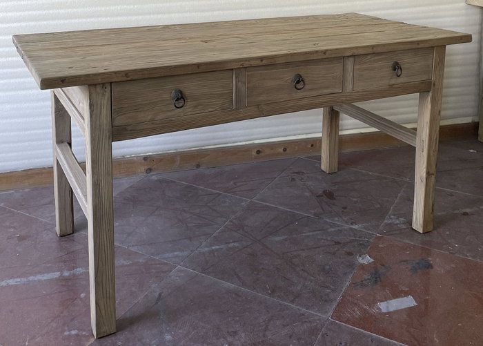 DKD Home Decor Antik China Escritorio de Madera de Olmo con 3 Cajones, 169 x 75 x 85 cm, Acabado Natural