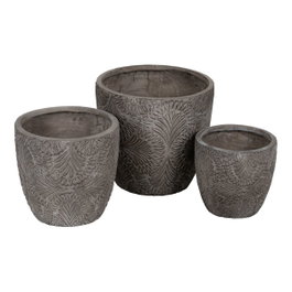 Ixia Set de 3 Maceteros Grises de Fibra de Magnesio, 37 x 37 x 35 cm