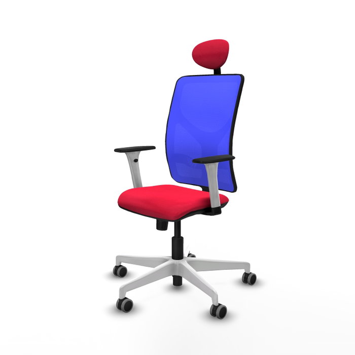 PIQUERAS Y CRESPO Silla de oficina Motilla con Mecanismo Sincro, Tela Roja y Malla Azul