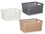 Kipit Cesta Multiuso Rectangular Pequeña 24x19x10 cm Plástico Beige Blanco Gris (Set de 18)