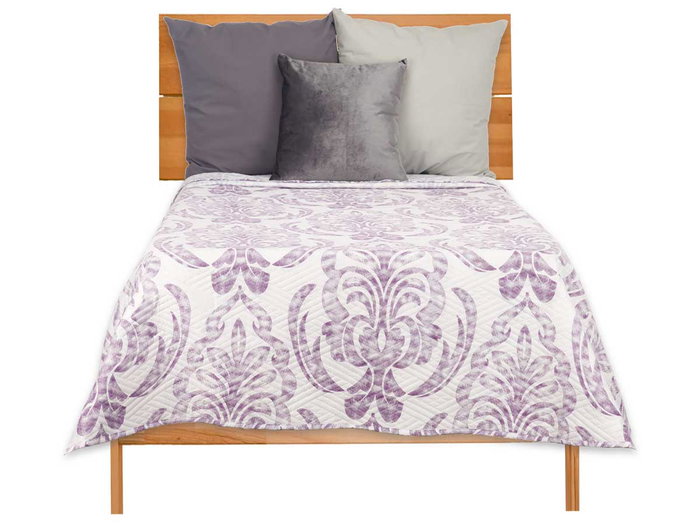 Giftdecor Colcha Cama Reversible Damascado 180x260 cm Blanco/Morado Tacto Suave 100% Poliéster (Set de 6)