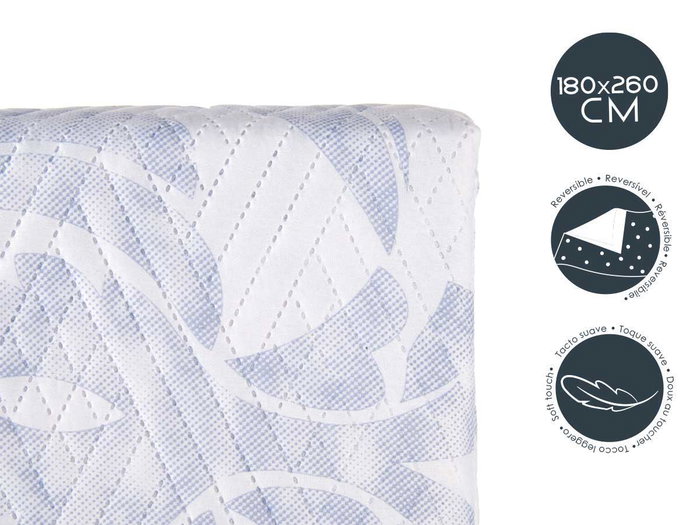 Giftdecor Colcha Cama Reversible Damascado 180x260 cm Blanco/Morado Tacto Suave 100% Poliéster (Set de 6)