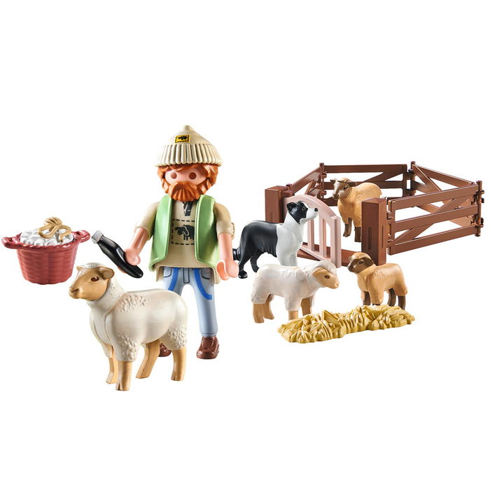 Playmobil Pastor Con Rebaño De Ovejas Country 71444, Juego De Rol, +4 Años