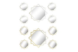 DKD Home Decor Set de 5 (4 Unidades) Espejo Árabe Geométrico Dorado Champán PP y Espejo 2 x 50 x 50 cm