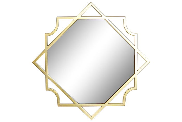 DKD Home Decor Set de 5 (4 Unidades) Espejo Árabe Geométrico Dorado Champán PP y Espejo 2 x 50 x 50 cm